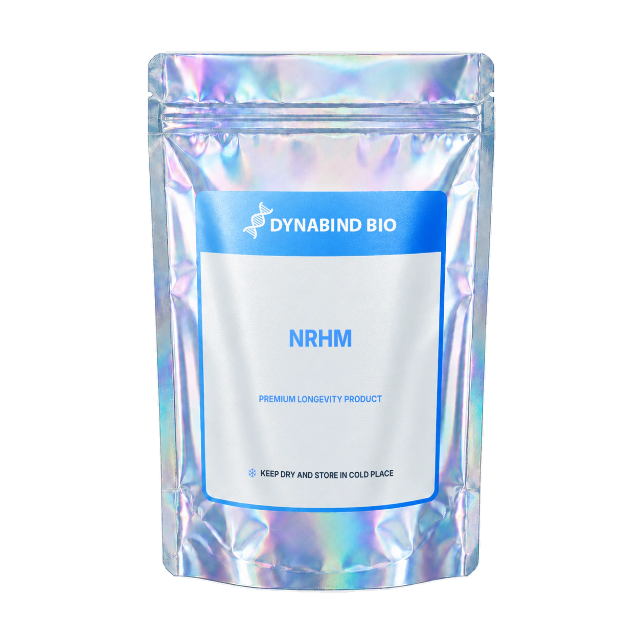 NRHM supplement pouch for NAD+ metabolism, mitochondrial energy and cellular maintenance research by DynaBind Bio